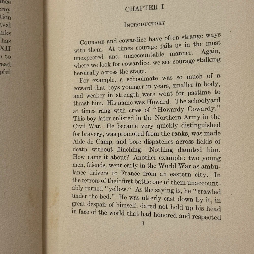 The Psychology of‎ Courage by Herbert Gardiner Lord Hardcover 1918 Vintage